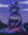 Size: 2000x2500 | Tagged: safe, artist:naen, character:princess luna, species:alicorn, species:anthro, g4, bare shoulders, belly button, bra, breasts, busty princess luna, clothing, colored eyebrows, cute, eyebrows, female, happy, looking at you, lunabetes, mare, midriff, off shoulder, scenery, shirt, signature, sitting, skirt, smiling, smiling at you, solo, three quarter view, underwear