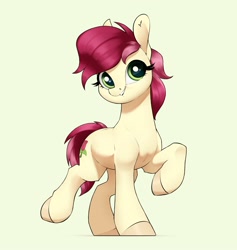 Size: 2275x2395 | Tagged: safe, artist:aquaticvibes, character:roseluck, species:earth pony, species:pony, g4, cute, cuteluck, cutie mark, eyelashes, female, green background, looking sideways, mare, simple background, smiling, solo, trotting