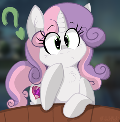 Size: 1069x1088 | Tagged: safe, artist:malachimoet, character:sweetie belle, species:pony, species:unicorn, g4, chest fluff, date, female, filly, foal, front view, full face view, heart, heart eyes, looking at you, signature, solo, wingding eyes, young