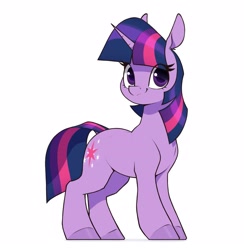 Size: 2050x2100 | Tagged: safe, artist:aquaticvibes, character:twilight sparkle, character:twilight sparkle (unicorn), species:pony, species:unicorn, g4, colored hooves, cutie mark, eye clipping through hair, eyebrows, eyelashes, female, hooves, horn, looking at you, mare, simple background, smiling, smiling at you, solo, white background