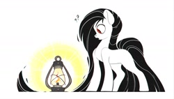Size: 1969x1115 | Tagged: safe, artist:rexyseven, oc, oc only, oc:obscura, species:earth pony, species:pony, female, gift art, lantern, mare, open mouth, simple background, solo, white background