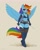 Size: 1600x2000 | Tagged: safe, artist:asimos, part of a set, character:rainbow dash, species:anthro, species:pegasus, species:plantigrade anthro, g4, belt, blushing, boots, breasts, clothing, colored eyebrows, colored pupils, dagger, eyebrows, fantasy class, female, gloves, long gloves, looking at you, mare, midriff, rogue, sexy, shoes, skimpy outfit, small breasts, solo, spread wings, stupid sexy rainbow dash, thigh boots, three quarter view, weapon, wings