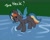 Size: 2990x2364 | Tagged: safe, artist:noxi1_48, oc, species:changeling, bugs doing bug things, changeling oc, confused, cute, cuteling, green background, non-pony oc, simple background, water, water strider