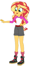 Size: 1800x3707 | Tagged: safe, artist:gmaplay, character:sunset shimmer, species:human, equestria girls:legend of everfree, g4, my little pony: equestria girls, my little pony:equestria girls, camp everfree outfits, clothing, cute, digital art, female, high res, shimmerbetes, shoes, simple background, solo, transparent background, vector