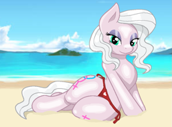 Size: 839x617 | Tagged: safe, base used, oc, species:earth pony, species:pony, beach, clop, clothing, eyeshadow, female, lidded eyes, makeup, mare, outdoors, panties, pose, sexy, solo, sultry pose, underwear, wikipedia