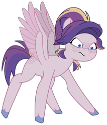 Size: 700x820 | Tagged: safe, artist:westrail642fan, oc, oc:shooting star (r&f), parent:oc:david wyne, parent:princess cadance, parents:canon x oc, species:pegasus, g5, my little pony: tell your tale, angry, freckles, pegasus oc, ponytail, short tail, simple background, spread wings, tail, trace, transparent background, unshorn fetlocks, wings