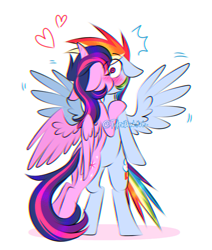 Size: 675x796 | Tagged: safe, artist:tylerdashart, character:rainbow dash, character:twilight sparkle, character:twilight sparkle (alicorn), species:alicorn, species:pegasus, species:pony, ship:twidash, g4, bipedal, blushing, blushing profusely, cute, dashabetes, duo, duo female, eyes closed, female, floating heart, floppy ears, heart, kiss on the lips, kissing, lesbian, mare, pinpoint eyes, shipping, simple background, spread wings, surprise kiss, twiabetes, white background, wide eyes, wingboner, wings