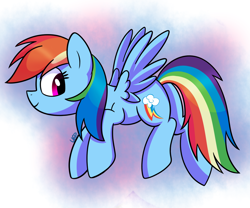 Size: 1200x1000 | Tagged: safe, artist:vale-bandicoot96, character:rainbow dash, species:pegasus, species:pony, g4, butt, female, flying, mare, plot, profile, signature, solo, spread wings, wings
