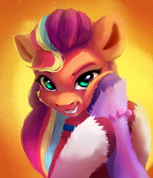 Size: 1186x1378 | Tagged: safe, artist:itssim, character:izzy moonbow, character:sunny starscout, species:earth pony, species:pony, species:unicorn, g5, bracelet, cheek squish, colored eyebrows, duo, duo female, eyebrows, female, fluffy, friendship bracelet, gradient hair, grin, jewelry, mane stripe sunny, mare, multicolored hair, offscreen character, scene interpretation, smiling, squishy cheeks, unshorn fetlocks