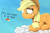 Size: 4500x3000 | Tagged: safe, artist:alexbefest, character:applejack, species:pegasus, species:pony, g4, apple family member, applejack's hat, clothing, cloud, cowboy hat, female, flapplejack, floppy ears, folded wings, freckles, hat, high res, implied rainbow dash, looking down, mare, offscreen character, on a cloud, race swap, scared, signature, simple background, solo, stetson, sweat, sweatdrop, wavy mouth, wings