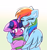 Size: 3245x3423 | Tagged: safe, artist:confetticakez, character:rainbow dash, character:twilight sparkle, species:pegasus, species:pony, ship:twidash, g4, blushing, book, chest fluff, cute, dashabetes, duo, duo female, ear fluff, eye clipping through hair, eyebrows, eyebrows visible through hair, eyes closed, female, floppy ears, gradient background, high res, holding, horn, hug, lesbian, mare, open mouth, shipping, twiabetes, winghug, wings