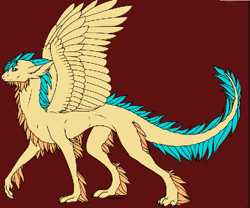 Size: 595x496 | Tagged: safe, derpibooru original, oc, oc only, parent:smolder, parent:terramar, species:dragon, species:hippogriff, concave belly, dragon oc, hippogriff oc, hybrid, hybrid oc, male, offspring, red background, simple background, slim, solo, thin
