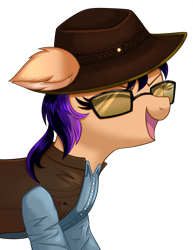 Size: 2622x3403 | Tagged: safe, alternate version, artist:confetticakez, oc, oc:fila brightspark, species:earth pony, species:pony, clothing, earth pony oc, flutteryay, hat, jacket, solo, vest, yay, ych result, your character here