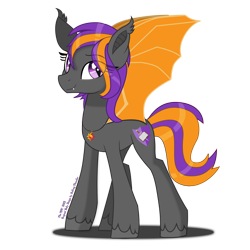 Size: 1994x1994 | Tagged: safe, artist:the_mpc, manebooru original, oc, oc:bright wings, species:bat pony, species:pony, g4, bat pony oc, batpony oc, buff, female, jewelry, mare, necklace, solo, standing, tall
