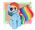 Size: 3928x3401 | Tagged: safe, artist:kittyrosie, character:rainbow dash, species:pegasus, species:pony, g4, abstract background, cute, dashabetes, female, flag, flag pole, folded wings, heart, high res, holding, looking at you, mare, mouth hold, pride, pride flag, raised hoof, raised leg, smiling, smiling at you, solo, wings