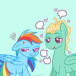 Size: 3000x3000 | Tagged: safe, artist:leopardsnaps, character:rainbow dash, character:zephyr breeze, species:pegasus, species:pony, g4, angry, duo, female, grumpy, implied shipping, looking away, love, male, shipping, simple background, speech bubble, straight, talking, zephdash