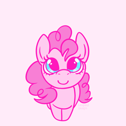 Size: 2400x2400 | Tagged: safe, artist:leopardsnaps, character:pinkie pie, species:earth pony, species:pony, g4, cute, diapinkes, looking at you, looking up, looking up at you, simple, smiling, solo