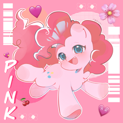 Size: 3500x3500 | Tagged: safe, artist:不可食用骨, part of a set, character:pinkie pie, species:earth pony, species:pony, g4, blushing, chibi, cute, diapinkes, female, high res, looking at you, mare, open mouth, open smile, smiling, smiling at you, solo