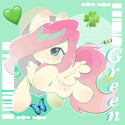 Size: 3500x3500 | Tagged: safe, artist:不可食用骨, part of a set, character:fluttershy, species:pegasus, species:pony, g4, blushing, chibi, cute, female, hair over one eye, high res, looking at you, mare, shyabetes, smiling, smiling at you, solo, spread wings, wings
