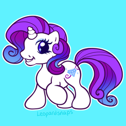 Size: 1200x1200 | Tagged: safe, artist:leopardsnaps, character:rarity, species:pony, species:unicorn, g3, g3.5, g4, alternate design, different cutie mark, g4 to g3.5, generation leap, multicolored hair, raised hoof, redesign, smiling, solo