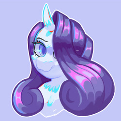 Size: 4000x4000 | Tagged: safe, artist:luanbang, species:pony, species:unicorn, g4, bust, chest fluff, female, looking at you, mare, portrait, purple hair, simple background, solo