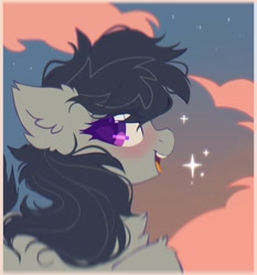 Size: 1086x1166 | Tagged: safe, artist:mirtash, character:octavia melody, species:earth pony, species:pony, g4, bust, chest fluff, cute, ear fluff, female, mare, open mouth, open smile, profile, smiling, solo, sparkles, tavibetes