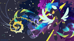 Size: 3840x2160 | Tagged: safe, artist:spacekitty, species:pegasus, species:pony, g4, license:cc-by-nc-nd, abstract background, clothing, costume, goggles, open mouth, shadowbolts, shadowbolts costume, silhouette, solo, spread wings, wings