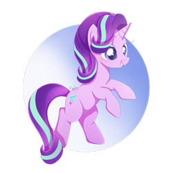 Size: 2000x2000 | Tagged: safe, artist:nnaly, character:starlight glimmer, species:pony, species:unicorn, g4, blushing, female, gradient background, high res, horn, mare, rearing, signature, simple background, smiling, solo, starry eyes, transparent background, wingding eyes