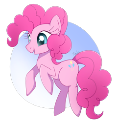 Size: 1790x1858 | Tagged: safe, artist:nnaly, character:pinkie pie, species:earth pony, species:pony, g4, female, gradient background, mare, open mouth, open smile, rearing, signature, simple background, smiling, solo, transparent background