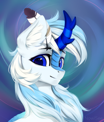 Size: 2144x2500 | Tagged: safe, artist:inowiseei, oc, oc only, oc:code quill, species:kirin, species:pony, g4, bust, commission, cute, ear fluff, feather, high res, horn, kirin oc, looking at you, male, multicolored hair, non-pony oc, ocbetes, portrait, quill, quill pen, simple background, solo, stallion