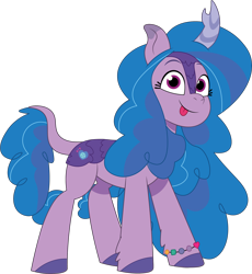 Size: 1656x1799 | Tagged: safe, artist:prixy05, derpibooru original, character:izzy moonbow, species:kirin, g5, my little pony: tell your tale, blep, bracelet, colored hooves, cute, digital art, female, friendship bracelet, gradient hair, hooves, izzybetes, jewelry, kirin-ified, looking at you, multicolored hair, simple background, solo, species swap, tongue out, transparent background, unshorn fetlocks, vector