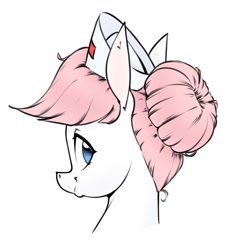 Size: 1850x1980 | Tagged: safe, artist:aquaticvibes, character:nurse redheart, species:earth pony, species:pony, g4, clothing, female, hair bun, hat, looking at you, looking back, looking back at you, mare, nurse hat, portrait, simple background, smiling, solo, white background