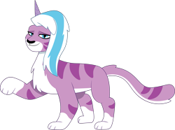 Size: 2503x1862 | Tagged: safe, artist:prixy05, derpibooru original, g4.5, g5, my little pony: tell your tale, my little pony:pony life, big cat, digital art, female, g4.5 to g5, generation leap, horn, lightning chill, simple background, solo, tiger, tigercorn, transparent background, vector