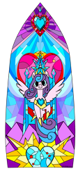 Size: 1831x4096 | Tagged: safe, artist:gaiusmaximiliano, character:princess flurry heart, species:alicorn, species:pony, episode:the last problem, g4, my little pony: friendship is magic, crystal empire, female, mare, older, older flurry heart, simple background, spread wings, stained glass, transparent background, wings