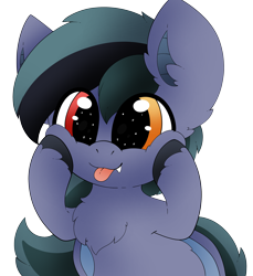 Size: 2742x3000 | Tagged: safe, artist:miss-jessiie, oc, oc only, oc:scrimmy, species:bat pony, species:pony, bat pony oc, bat wings, blep, commission, cute, fangs, heterochromia, male, ocbetes, sharp teeth, simple background, solo, stallion, tongue out, transparent background, wings, ych result