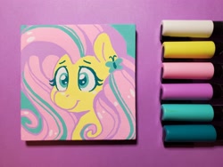 Size: 3912x2944 | Tagged: safe, artist:dandy, character:fluttershy, species:pegasus, species:pony, g4, eyebrows, eyelashes, female, mare, marker, marker drawing, portrait, rainbow power, smiling, solo, traditional art