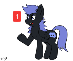 Size: 2221x1864 | Tagged: safe, artist:exvius, oc, oc only, oc:dissy, species:pegasus, species:pony, annoyed, cutie mark, discord (software), notification, transparent background