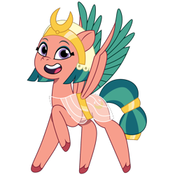 Size: 1200x1200 | Tagged: safe, artist:prixy05, derpibooru original, character:somnambula, species:pegasus, species:pony, g4, g5, my little pony: tell your tale, colored wings, digital art, egyptian, egyptian headdress, egyptian pony, g4 to g5, generation leap, multicolored wings, raised hoof, simple background, solo, spread wings, transparent background, two toned wings, vector, wings