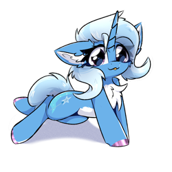 Size: 2000x2000 | Tagged: safe, artist:jubyskylines, character:trixie, species:pony, species:unicorn, g4, blep, chest fluff, countershading, cute, diatrixes, ear fluff, female, floppy ears, high res, horn, looking at you, mare, mlem, pale belly, shadow, simple background, smiling, smiling at you, solo, tongue out, white background