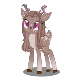 Size: 3000x3000 | Tagged: safe, artist:slurbeez, oc, oc only, oc:daisy petals, species:deer, antlers, chest fluff, deer oc, flower, flower in hair, freckles, mlp style, non-pony oc, solo