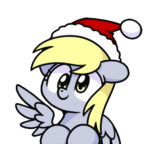 Size: 500x500 | Tagged: safe, artist:sugar morning, character:derpy hooves, species:pegasus, species:pony, g4, animated, bust, christmas, clothing, cute, derp, derpabetes, female, floppy ears, gif, hat, holiday, loop, mare, portrait, santa hat, simple background, solo, transparent background, wings, ych example, your character here