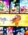 Size: 812x984 | Tagged: safe, artist:liaaqila, character:princess celestia, character:scootaloo, species:alicorn, species:pegasus, species:pony, g4, blep, cake, cakelestia, cannon, comic, derp, dialogue, food, implied princess luna, jewelry, magic, magic aura, pony cannonball, regalia, seeing stars, thief, to the moon, tongue out, trollestia, weapon