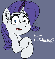 Size: 725x780 | Tagged: safe, artist:pinkberry, character:rarity, species:pony, species:unicorn, g4, blue background, bust, colored, colored sketch, darling, dialogue, doodle, female, mare, pinpoint eyes, shocked, shocked expression, shocked eyes, simple background, sketch, solo, speech bubble, talking, talking to viewer, text