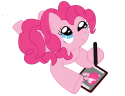 Size: 3910x2996 | Tagged: safe, artist:blank_o_blanko, manebooru original, character:pinkie pie, species:earth pony, species:pony, g4, drawing tablet, looking up, manechat challenge, solo