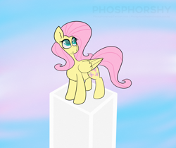 Size: 5376x4526 | Tagged: safe, artist:phosphorshy, character:fluttershy, species:pegasus, species:pony, g4, absurd resolution, chest fluff, ear fluff, eyes open, folded wings, head turned, looking away, looking up, pillar, pride, pride flag, solo, standing, transgender pride flag, wings
