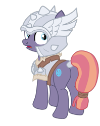 Size: 1223x1548 | Tagged: safe, artist:gmaplay, character:sun cross, species:earth pony, species:pony, g4, armor, butt, cutie mark, female, from behind, guard, guardsmare, helmet, looking back, mare, mighty helm, open mouth, simple background, solo, tail, tail wrap, transparent background, wide eyes