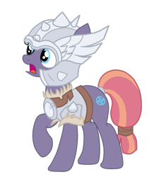 Size: 1600x1892 | Tagged: safe, artist:gmaplay, character:sun cross, species:earth pony, species:pony, g4, armor, cutie mark, female, hooves, mare, mighty helm, one hoof raised, open mouth, simple background, solo, surprised, tail, tail wrap, transparent background