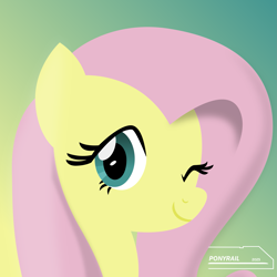 Size: 1997x1997 | Tagged: safe, artist:ponyrailartist, character:fluttershy, species:pegasus, species:pony, g4, solo, winking at you