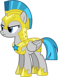 Size: 1442x1920 | Tagged: safe, artist:pirill, derpibooru original, edit, editor:nicogamer3000, character:windstorm, species:pegasus, species:pony, g4, armor, background pony, clothing, eyelashes, female, folded wings, frown, full body, guard, guardsmare, helmet, hoof shoes, mare, palette swap, recolor, royal guard, royal guard armor, shoes, simple background, solo, tail, tail wrap, transparent background, wings