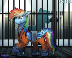Size: 1280x1024 | Tagged: safe, artist:lavendurx, character:rainbow dash, g4, commission, commission art, cool art, jail, my little pony